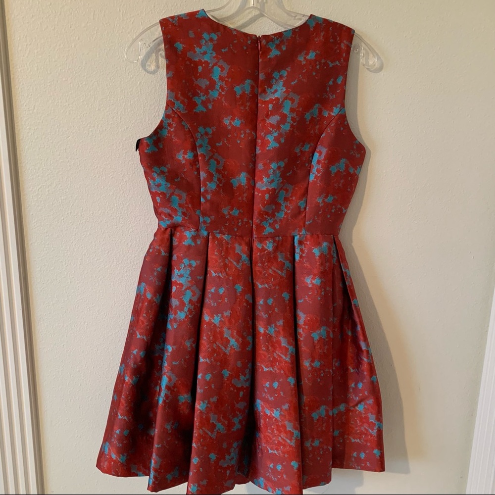 BB Dakota Red and Blue Brocade Dress - Picture 5 of 6